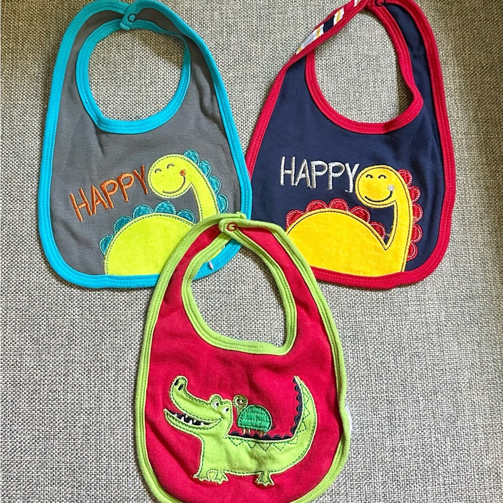 Happy Dinosaur and Crocodile Kids Bib Set
